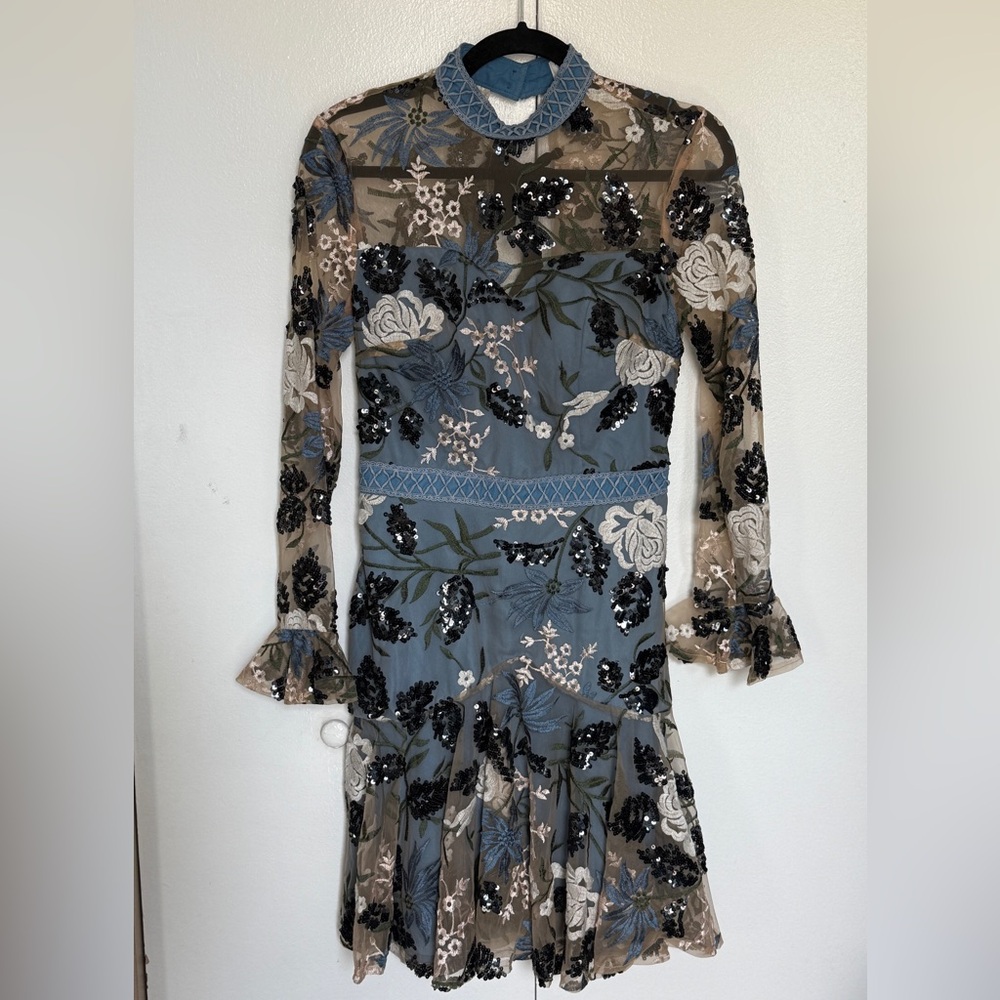 True Decadence Floral Embroidered Long Sleeve Mini Dress